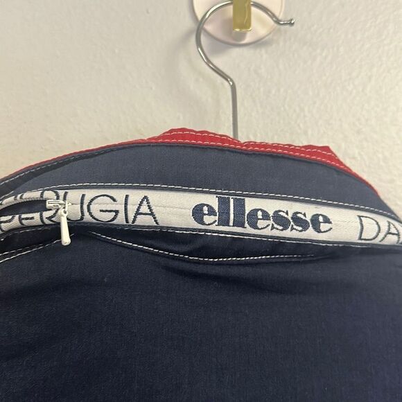 Vintage 90s Ellesse Perugia Italia Men's Navy Blue & Red Windbreaker Size S - Picture 9 of 11